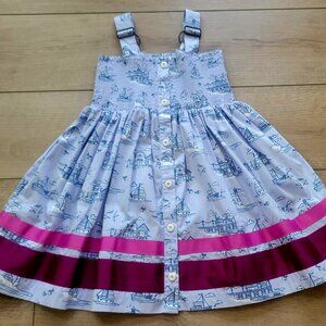 MATILDA JANE Girls Dress Size 4 It's a Wonderful Parade Blue Boardwalk Sailboat.